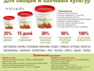 Применение органического продукта "Mezar Organic" для овощей и бахчевых