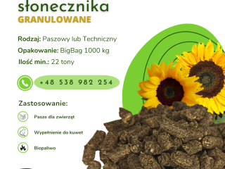 GRANULAT SŁONECZNIKOWY Oferujemy w ciągłej sprzedaży granulat z łusek