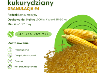 GRYS KUKURYDZIANY Oferujemy w ciągłej sprzedaży grys kukurydziany #4,