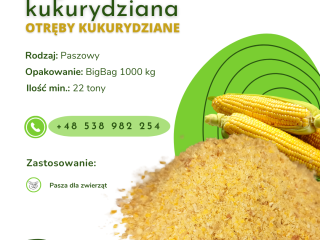 MĄCZKA KUKURYDZIANA (otręby kukurydziane) Oferujemy w ciągłej sprzedaży mączkę