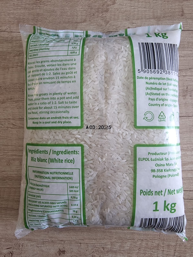 Oferta na ryż pakowany w woreczki 1 kg, cena do ustalenia Offer for rice in bags 1kg, price to agrred