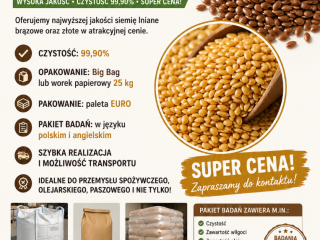 Siemię lniane brązowe i złote ilość 100-1000 t