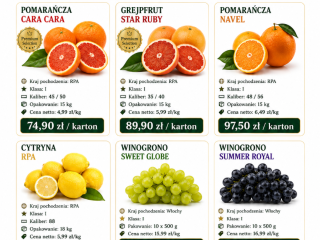 Dzien dobry, oferuje cytrusy jakosci premium , ceny i